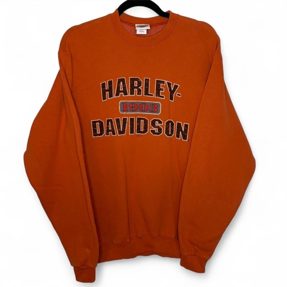Vintage 2004 Harley Davidson Ocean City MD Orange Sweatshirt Medium